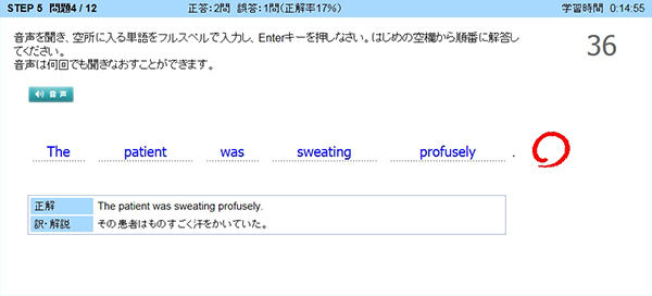 難関ディクテーション 問題画面